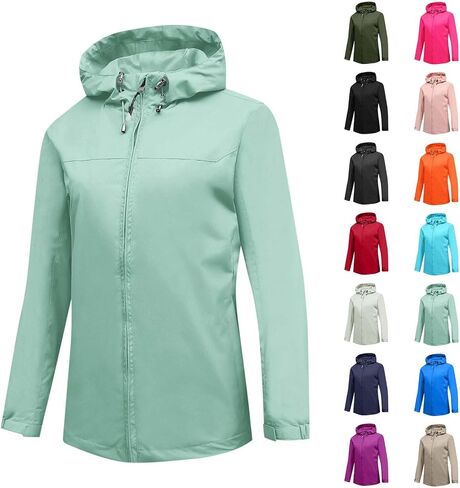 سترة المطر نساء مقاوم للماء معاطف المطر zip up في الهواء الطلق المشي لمسافات طويلة السترات الرياح مع غطاء محرك السيارة in Saudi Arabia