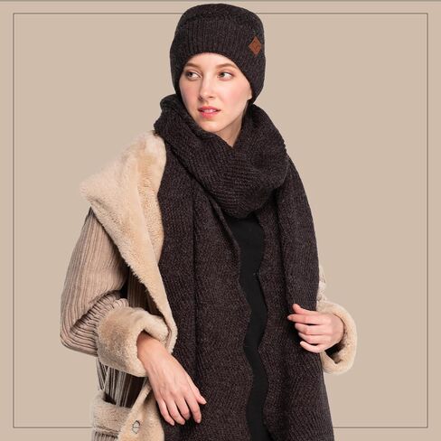 C.C C.C Winter Winter Knit Beanie Hat و Accf Set ، Chevron Pattern ، Accostories Warm Dark in Kuwait