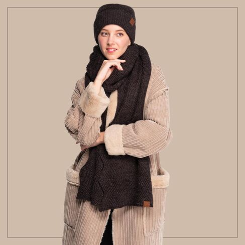C.C C.C Winter Winter Knit Beanie Hat و Accf Set ، Chevron Pattern ، Accostories Warm Dark in Kuwait
