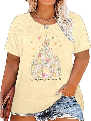 Plus Size Magical Shirts for Women Magical Tee Shirt Family Trip Vacation Tshirt Holiday Summer Graphic Tee Tops in Saudi Arabia