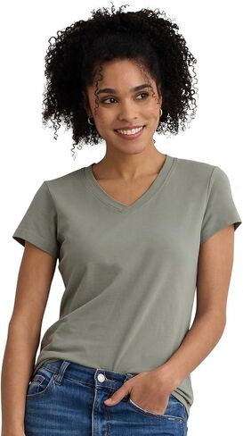 Women's Organic Pima Cotton Short Sleeve V-Neck T-Shirt in Kuwait