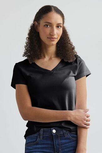 Women's Organic Pima Cotton Short Sleeve V-Neck T-Shirt in Kuwait