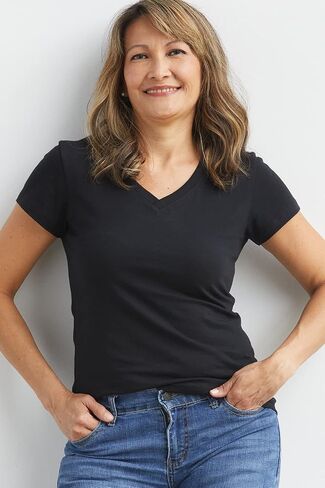 Women's Organic Pima Cotton Short Sleeve V-Neck T-Shirt in Kuwait