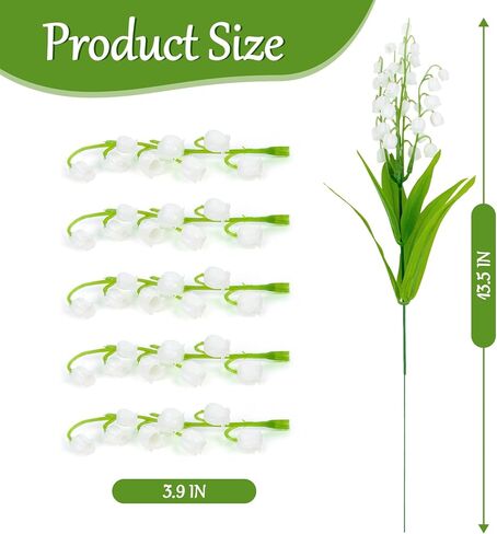 5PCS Artificial Flowers for Outdoors Lily of The Valley Plant Outdoor Artificial Flowers Indoor Bridal Wind Chime Orchid Wedding Bouquet Lilies May Flower for Party Home Decoration 13.5IN in Saudi Arabia