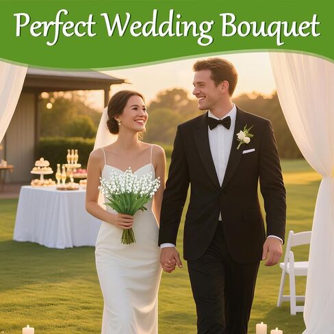 5PCS Artificial Flowers for Outdoors Lily of The Valley Plant Outdoor Artificial Flowers Indoor Bridal Wind Chime Orchid Wedding Bouquet Lilies May Flower for Party Home Decoration 13.5IN in Saudi Arabia