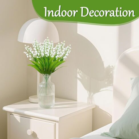 5PCS Artificial Flowers for Outdoors Lily of The Valley Plant Outdoor Artificial Flowers Indoor Bridal Wind Chime Orchid Wedding Bouquet Lilies May Flower for Party Home Decoration 13.5IN in Saudi Arabia