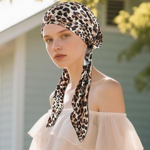 Docila قبل ربط Chemo Aways Women Fashion Print Curved Cover Cover Cap Cap Cancer Cancer Hair Hair Turban Beanie Hats in Kuwait