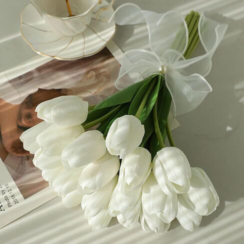 10pcs مفتوحة جزئيا الزنبق الاصطناعي 15.5 "PU الزهور الاصطناعية للهدايا العائلة هدايا DIY ترتيب الزهور الزهور في المنزل المطبخ مكتب حفلات الزفاف in Kuwait
