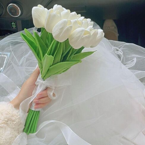 10pcs مفتوحة جزئيا الزنبق الاصطناعي 15.5 "PU الزهور الاصطناعية للهدايا العائلة هدايا DIY ترتيب الزهور الزهور في المنزل المطبخ مكتب حفلات الزفاف in Kuwait