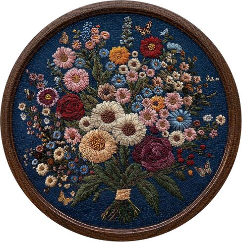 Vintage Wildflower Puzzles for Adults 1000 Pieces, Round Butterfly Bee Plant Puzzle Nature Art, Circle Pretty Flower Garden Jigsaw Puzzle, Retro Aesthetic Floral Puzzle in Saudi Arabia