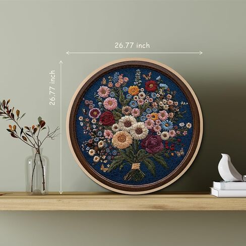 Vintage Wildflower Puzzles for Adults 1000 Pieces, Round Butterfly Bee Plant Puzzle Nature Art, Circle Pretty Flower Garden Jigsaw Puzzle, Retro Aesthetic Floral Puzzle in Saudi Arabia