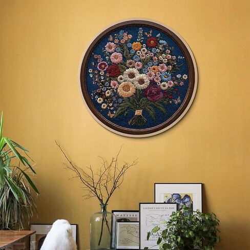 Vintage Wildflower Puzzles for Adults 1000 Pieces, Round Butterfly Bee Plant Puzzle Nature Art, Circle Pretty Flower Garden Jigsaw Puzzle, Retro Aesthetic Floral Puzzle in Saudi Arabia