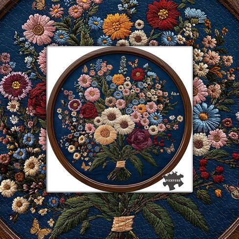 Vintage Wildflower Puzzles for Adults 1000 Pieces, Round Butterfly Bee Plant Puzzle Nature Art, Circle Pretty Flower Garden Jigsaw Puzzle, Retro Aesthetic Floral Puzzle in Saudi Arabia