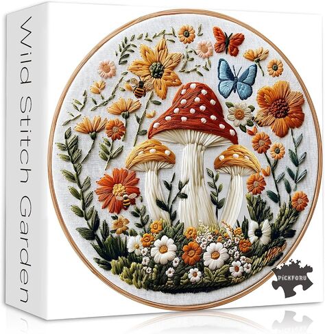 Vintage Wildflower Puzzles for Adults 1000 Pieces, Round Butterfly Bee Plant Puzzle Nature Art, Circle Pretty Flower Garden Jigsaw Puzzle, Retro Aesthetic Floral Puzzle in Saudi Arabia