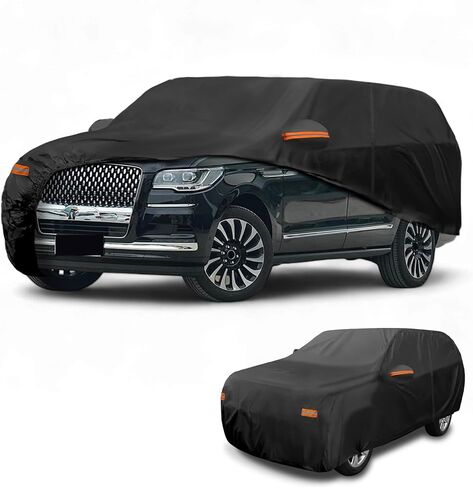 غطاء السيارة مقاوم للماء جميع حماية أمطار الشمس الغلاف الخارجي الكامل لـ Lincoln Navigator 190t-Pu Black مع السوستة اليسرى الجانبية اليسرى in Saudi Arabia