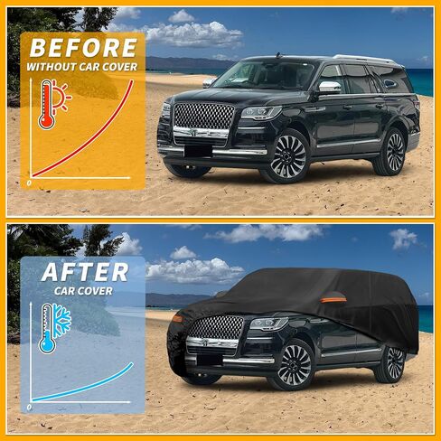 غطاء السيارة مقاوم للماء جميع حماية أمطار الشمس الغلاف الخارجي الكامل لـ Lincoln Navigator 190t-Pu Black مع السوستة اليسرى الجانبية اليسرى in Saudi Arabia