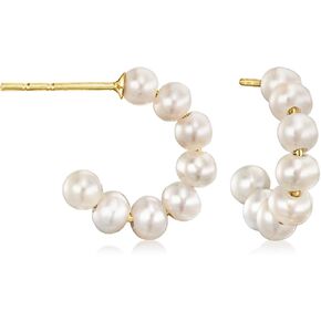 Pure Collection by Ross-Simons 3-3.5mm Cultured Pearl C-Hoop Earrings in 14kt Yellow Gold in Saudi Arabia