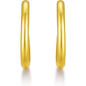 24K Gold Earrings for Women Hypoallergenic Hoop Earring Lightweight Beaded Hoops Dangle Small Huggie Drop Bead Statement Jewelry Dainty Ball Fashion Trendy Dangling Tiny Thin Polished Real Gold Gifts in Saudi Arabia