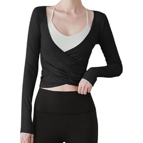 Aopwsrlyi Women's Proclout Wrapt Top Slim Fit Long Sleeve Deep V Deep Dev Dear Writ in Kuwait