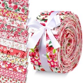 Ganeen 60 PCS Cotton Jelly Valentine's Day Fabric Flock Heart Fabric Strips Valentine's Day Skilting Roll for Gract Cloth Craft DIY ، 12 Styles in Kuwait