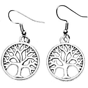 Small silver tree of life dangle earrings in Saudi Arabia