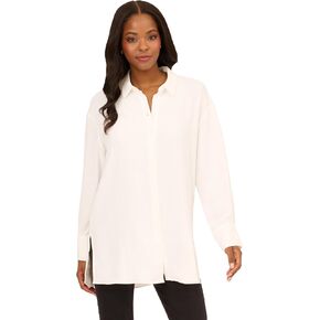 Adrianna Papell Women's Airflow Woven Button Down Top W/Side Slits in Kuwait