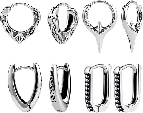 Celtic Knot Hexagon Rhombus Hoops Earrings for Women Men, Stainless Steel Punk Geometric Huggie Earrings Jewelry in Saudi Arabia