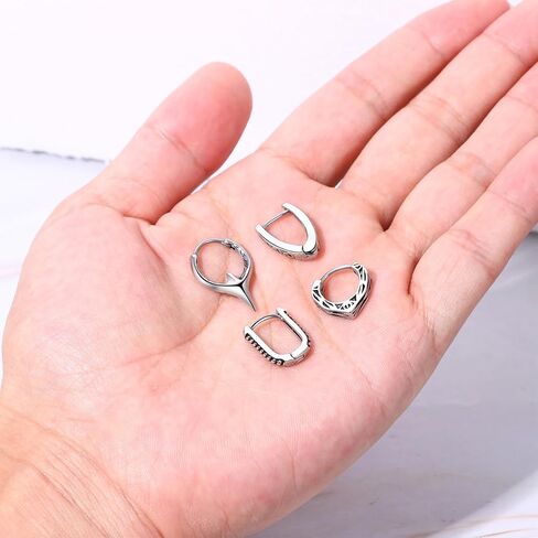 Celtic Knot Hexagon Rhombus Hoops Earrings for Women Men, Stainless Steel Punk Geometric Huggie Earrings Jewelry in Saudi Arabia
