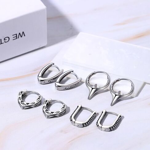 Celtic Knot Hexagon Rhombus Hoops Earrings for Women Men, Stainless Steel Punk Geometric Huggie Earrings Jewelry in Saudi Arabia