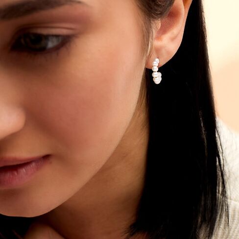 Pure Collection by Ross-Simons 3-3.5mm Cultured Pearl C-Hoop Earrings in 14kt Yellow Gold in Saudi Arabia