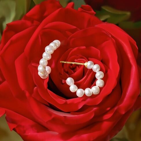Pure Collection by Ross-Simons 3-3.5mm Cultured Pearl C-Hoop Earrings in 14kt Yellow Gold in Saudi Arabia