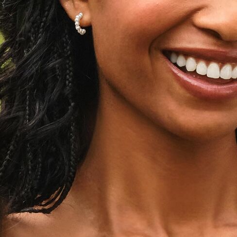 Pure Collection by Ross-Simons 3-3.5mm Cultured Pearl C-Hoop Earrings in 14kt Yellow Gold in Saudi Arabia