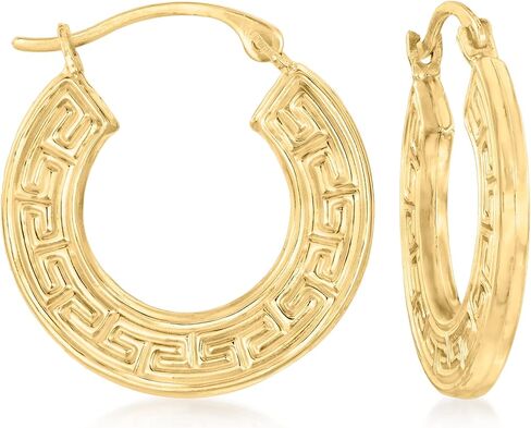 Ross-Simons 10kt Yellow Gold Greek Key Hoop Earrings in Saudi Arabia