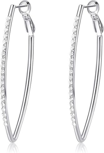Borun Rhinestone Crystal Leaf Shape Hoop Earring Hypoallergenic Jewelry for Women in Saudi Arabia