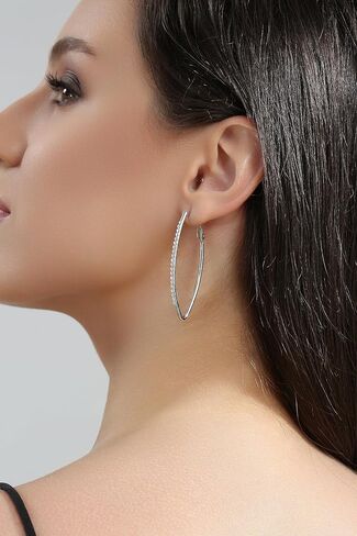 Borun Rhinestone Crystal Leaf Shape Hoop Earring Hypoallergenic Jewelry for Women in Saudi Arabia