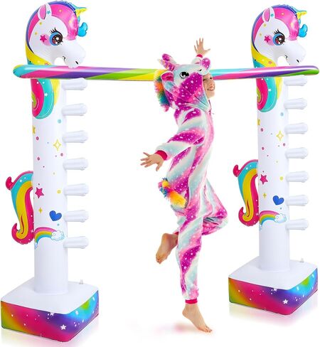 Poen Mermaid Inflatable Limbo Game Summer Inflatable Limbo Party Game for Kids Adults Family Carnival Game Limbo Stick for Indoor Outdoor Beach Pool Themed Party Favors Holiday Activities Supplies in Saudi Arabia