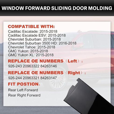 926-245 Rear Driver Side Rearward Door Applique Molding Compatible with Cadillac Escalad Chevrolet Tahoe GMC Yukon 2015-2018 84263148 22837465 in Saudi Arabia