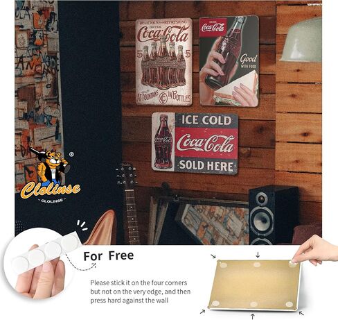 Coca Cola Tin Signs | Vintage Metal Decor Bar Cool Things For Man Cave | Coke Retro Funny Stuff Wall Poster Shop Room Kitchen Home House Coffee Garage 8x12 In in Saudi Arabia