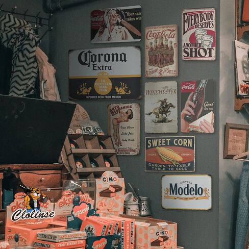 Coca Cola Tin Signs | Vintage Metal Decor Bar Cool Things For Man Cave | Coke Retro Funny Stuff Wall Poster Shop Room Kitchen Home House Coffee Garage 8x12 In in Saudi Arabia