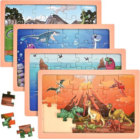 Puzzles for Kids Ages 4-6, Wooden Puzzles for Toddlers, 4 Packs 24 PCS Thickened Sea and Animal Puzzle Toys, Preschool Educational Puzzle Toys for Boys and Girls 3 4 5 6 Years Old in Saudi Arabia