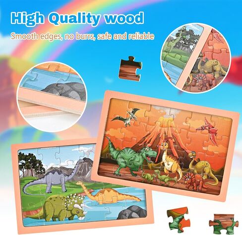 Puzzles for Kids Ages 4-6, Wooden Puzzles for Toddlers, 4 Packs 24 PCS Thickened Sea and Animal Puzzle Toys, Preschool Educational Puzzle Toys for Boys and Girls 3 4 5 6 Years Old in Saudi Arabia