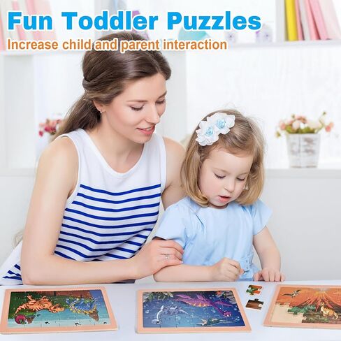 Puzzles for Kids Ages 4-6, Wooden Puzzles for Toddlers, 4 Packs 24 PCS Thickened Sea and Animal Puzzle Toys, Preschool Educational Puzzle Toys for Boys and Girls 3 4 5 6 Years Old in Saudi Arabia