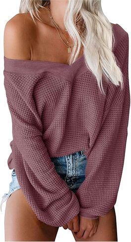 Off The Shoulder Sweatshirt for Women Oversized Long Sleeve Tops Casual Loose Fall Pullover Sweater Fashion Streetwear in Kuwait