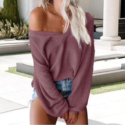 Off The Shoulder Sweatshirt for Women Oversized Long Sleeve Tops Casual Loose Fall Pullover Sweater Fashion Streetwear in Kuwait