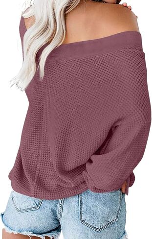 Off The Shoulder Sweatshirt for Women Oversized Long Sleeve Tops Casual Loose Fall Pullover Sweater Fashion Streetwear in Kuwait