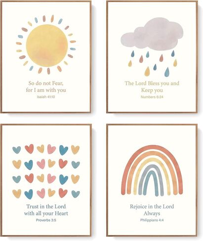 LARTSFRO Jesus Loves me Wall Decor Poster Prints for Girls Kids Room Playroom Decor, Girl Nursery Baby Kids Bedroom Decorations Prints, Christian Wall Art, Classroom Posters Decor 10x8 Inch Set of 4 Unframed in Kuwait
