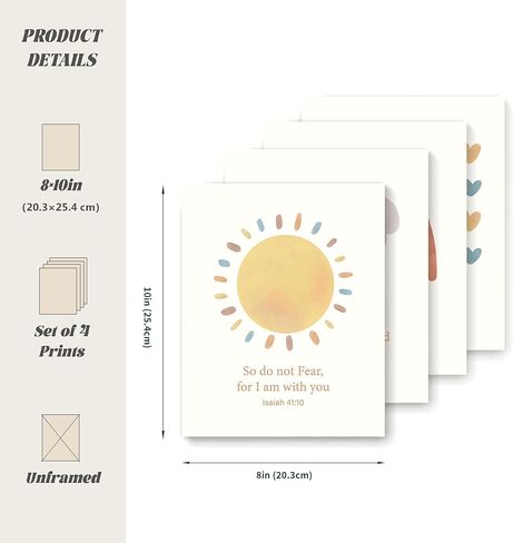 LARTSFRO Jesus Loves me Wall Decor Poster Prints for Girls Kids Room Playroom Decor, Girl Nursery Baby Kids Bedroom Decorations Prints, Christian Wall Art, Classroom Posters Decor 10x8 Inch Set of 4 Unframed in Kuwait