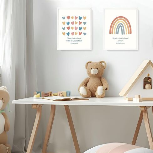 LARTSFRO Jesus Loves me Wall Decor Poster Prints for Girls Kids Room Playroom Decor, Girl Nursery Baby Kids Bedroom Decorations Prints, Christian Wall Art, Classroom Posters Decor 10x8 Inch Set of 4 Unframed in Kuwait