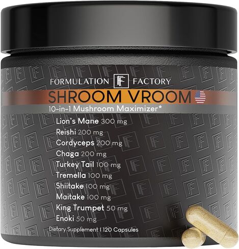 Shroom Vroom 10-in-1 Mushroom Supplement, Lion’s Mane, Reishi, Cordyceps, Chaga, Turkey Tail, Tremella, Shiitake, Maitake, Cognition, Immune, Energy, Vitality, Focus, Brain in Saudi Arabia