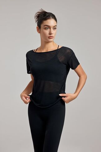 Altiland Open Back Procleout Tirt for Woman ، Ultra-Soft Quick Dry Athletic Tee Yoga تشغيل قمم قصيرة الأكمام in Kuwait
